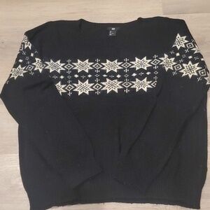 H&M Black sweater with snowflake detail. Size L.